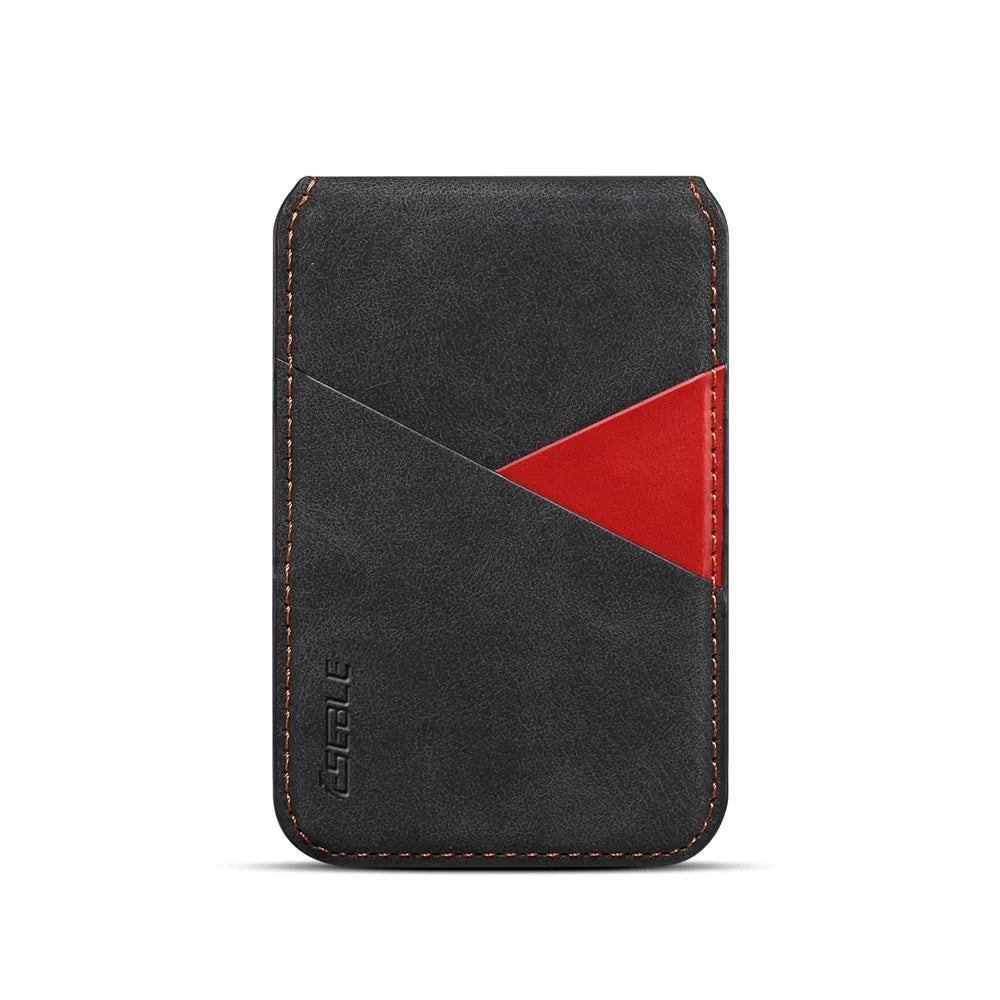 ESEBLE Magnetic Card Holder RFID Blocking Phone Leather Wallet Kickstand - Black - 2