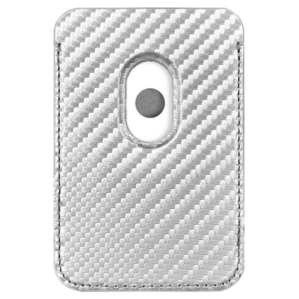 KZDOO Carbon Fiber Texture Magnetic Card Holder Cell Phone Leather Wallet - Silver - 2