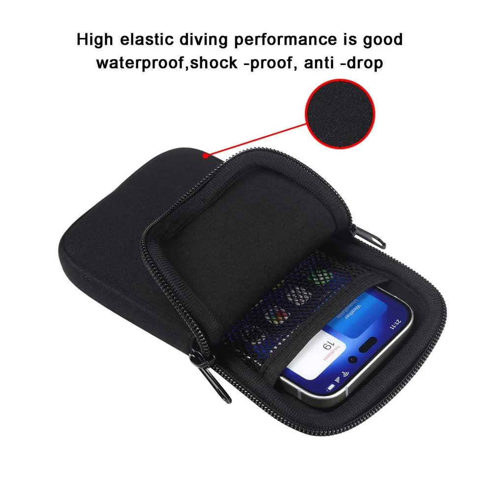 6.1-inch Phone Storage Pouch Waist Belt Backpack Hanging Nylon Phone Bag for iPhone 17 Pro / 17 / Samsung Galaxy S26 - Black - 2