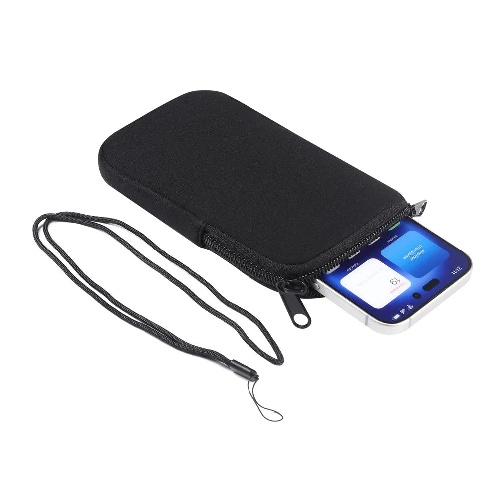6.1-inch Phone Storage Pouch Waist Belt Backpack Hanging Nylon Phone Bag for iPhone 17 Pro / 17 / Samsung Galaxy S26 - Black - 4