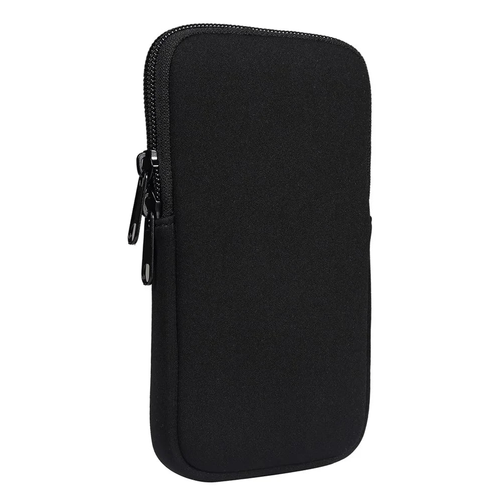 6.1-inch Phone Storage Pouch Waist Belt Backpack Hanging Nylon Phone Bag for iPhone 17 Pro / 17 / Samsung Galaxy S26 - Black - 7