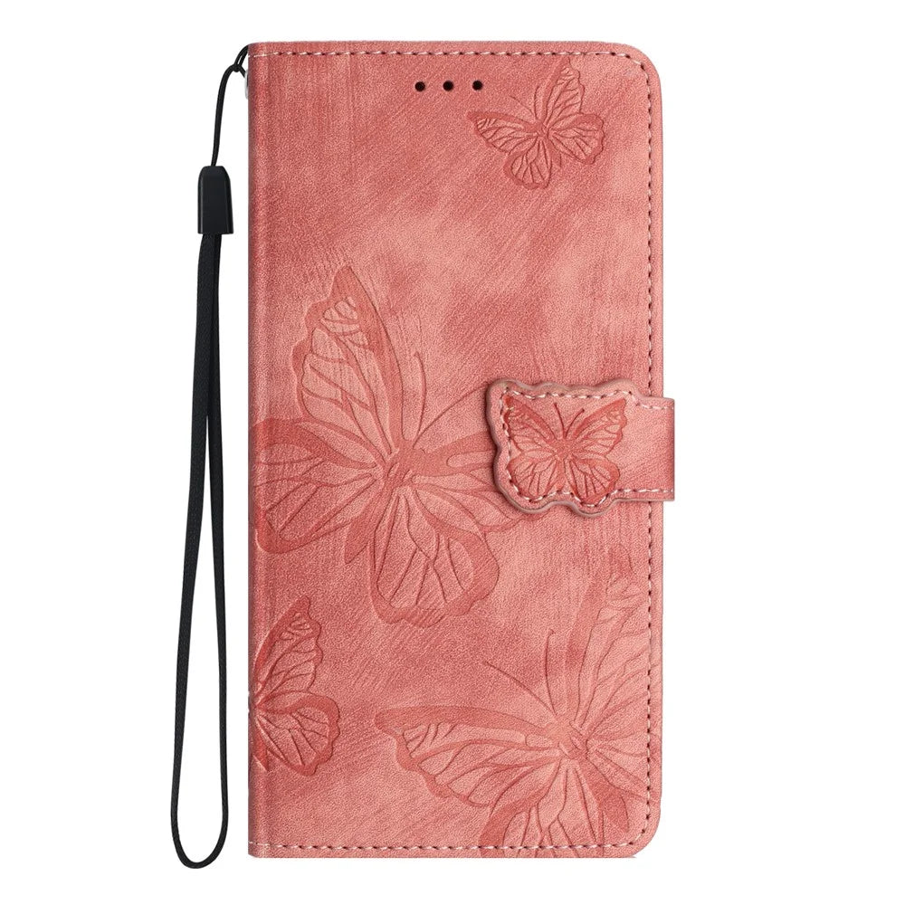 For OnePlus 13 Case Butterfly Design Flip Wallet Leather Phone Cover Skin-Touch - Pink - 7