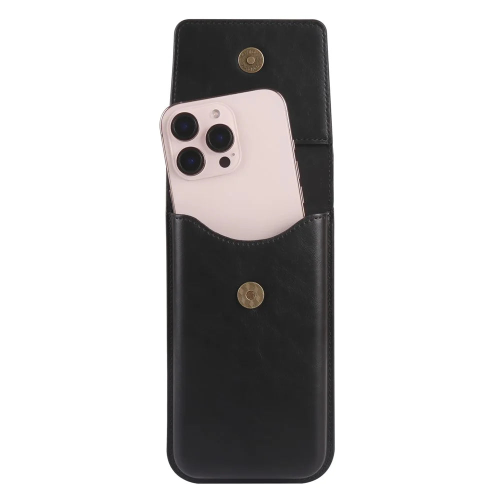 Vertical Phone Holster Belt Clip Case for Universal 6.1-6.3 Inch Waist Phone Pouch Large Flap Design - Black - 5
