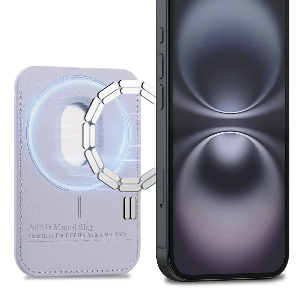 MC-W41 Magnetic Card Wallet Ultra-Thin Thumb-Friendly Water Ripple PU Leather Card Holder - Purple - 2