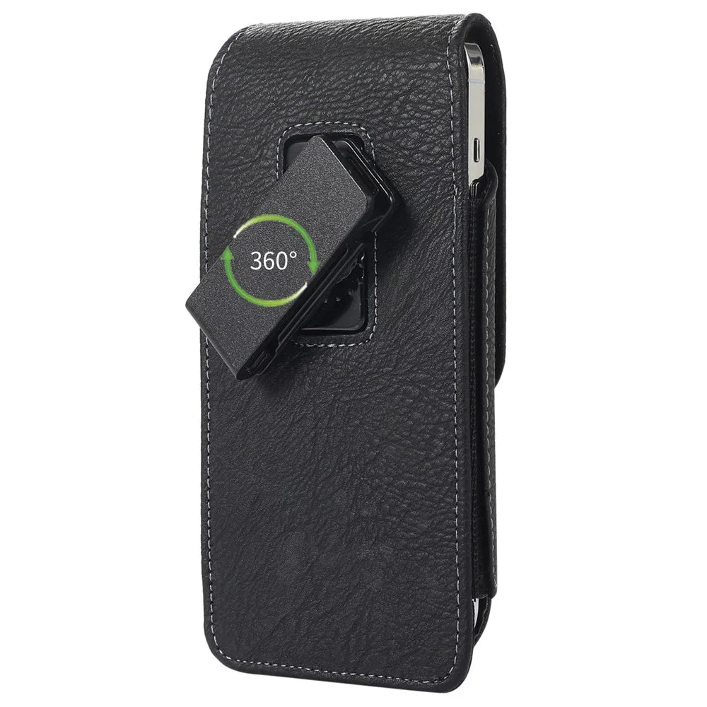 AH-8 5.5-6.7inch Cell Phone Holster Card Holder PU Leather Waist Bag with Rotating Back Clip - 5
