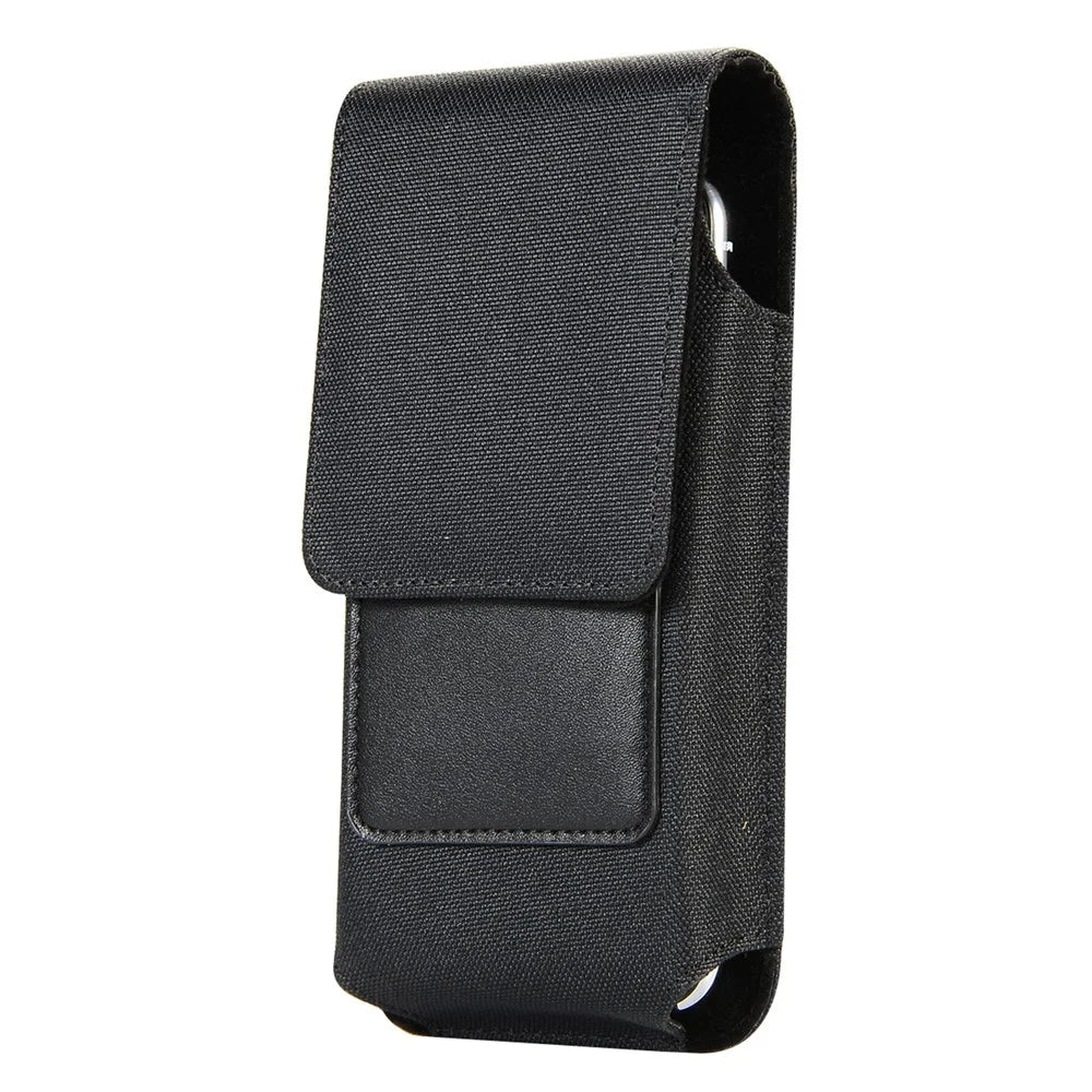 Phone Holster Waist Bag for 5.5-6.5 inch Phone , Nylon+PU Leather Card Holder Pouch, Size: 16.5*8.6*2CM - 4