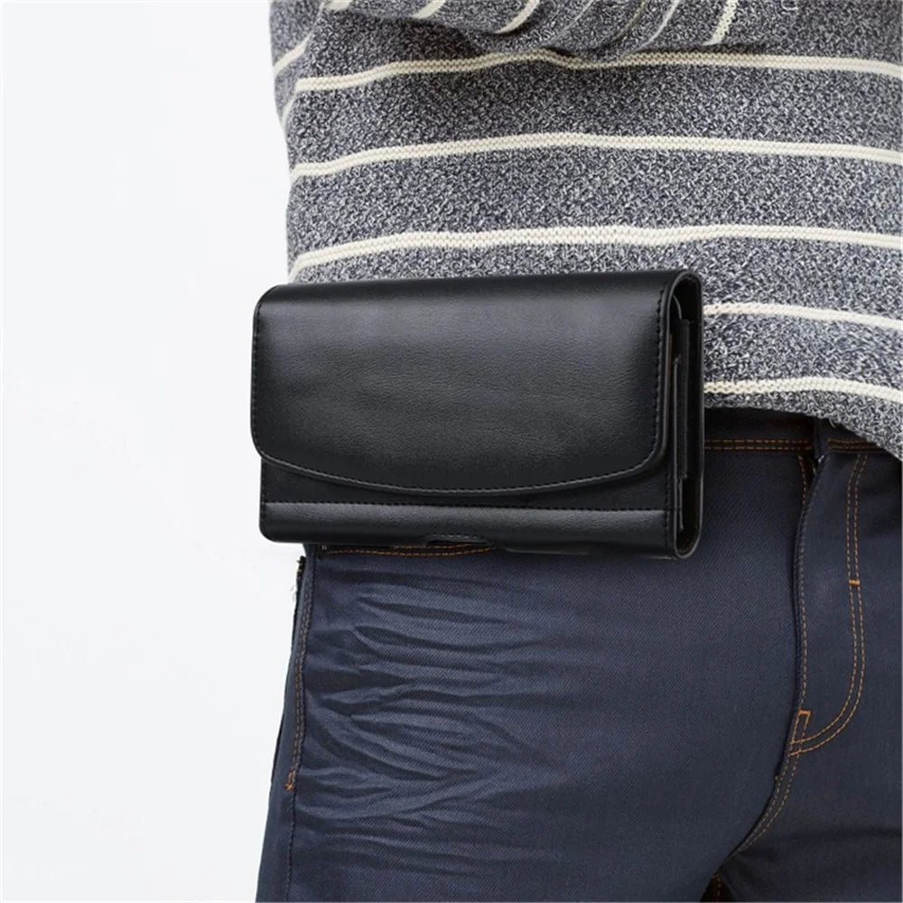 Card Slots Cell Phone Belt Bag Anti-Drop PU Leather Waist Phone Pouch with Magnetic Closure - M / 3.5-4.0 inch - 2