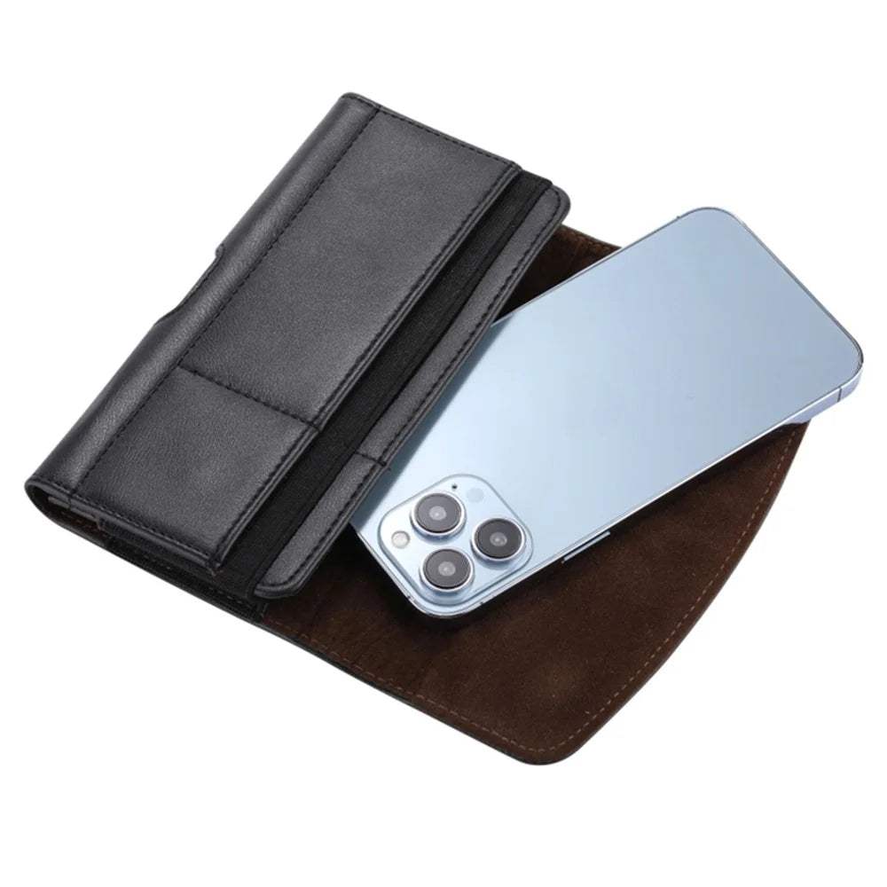 Card Slots Cell Phone Belt Bag Anti-Drop PU Leather Waist Phone Pouch with Magnetic Closure - M / 3.5-4.0 inch - 4