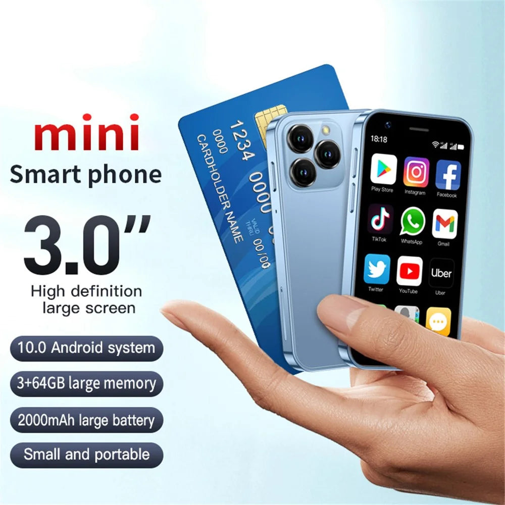 SOYES XS16 Android 10 5MP Dual SIM Mini Cellphone 3 Inch 4G Smartphone, 3+64GB - Blue - 2