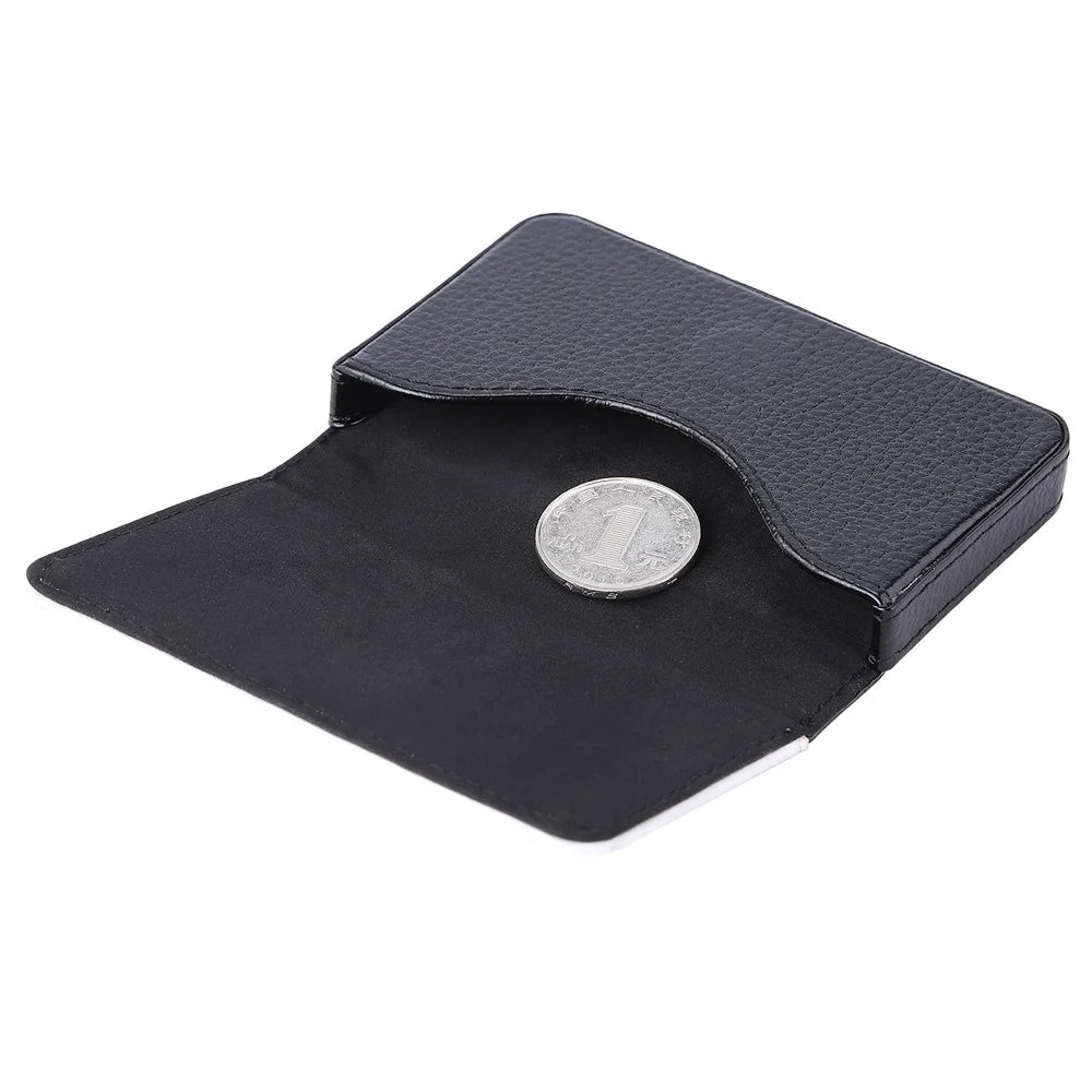 Magnetic PU Leather Business Card Holder Portable Mini Card Storage Organizer Box - 2