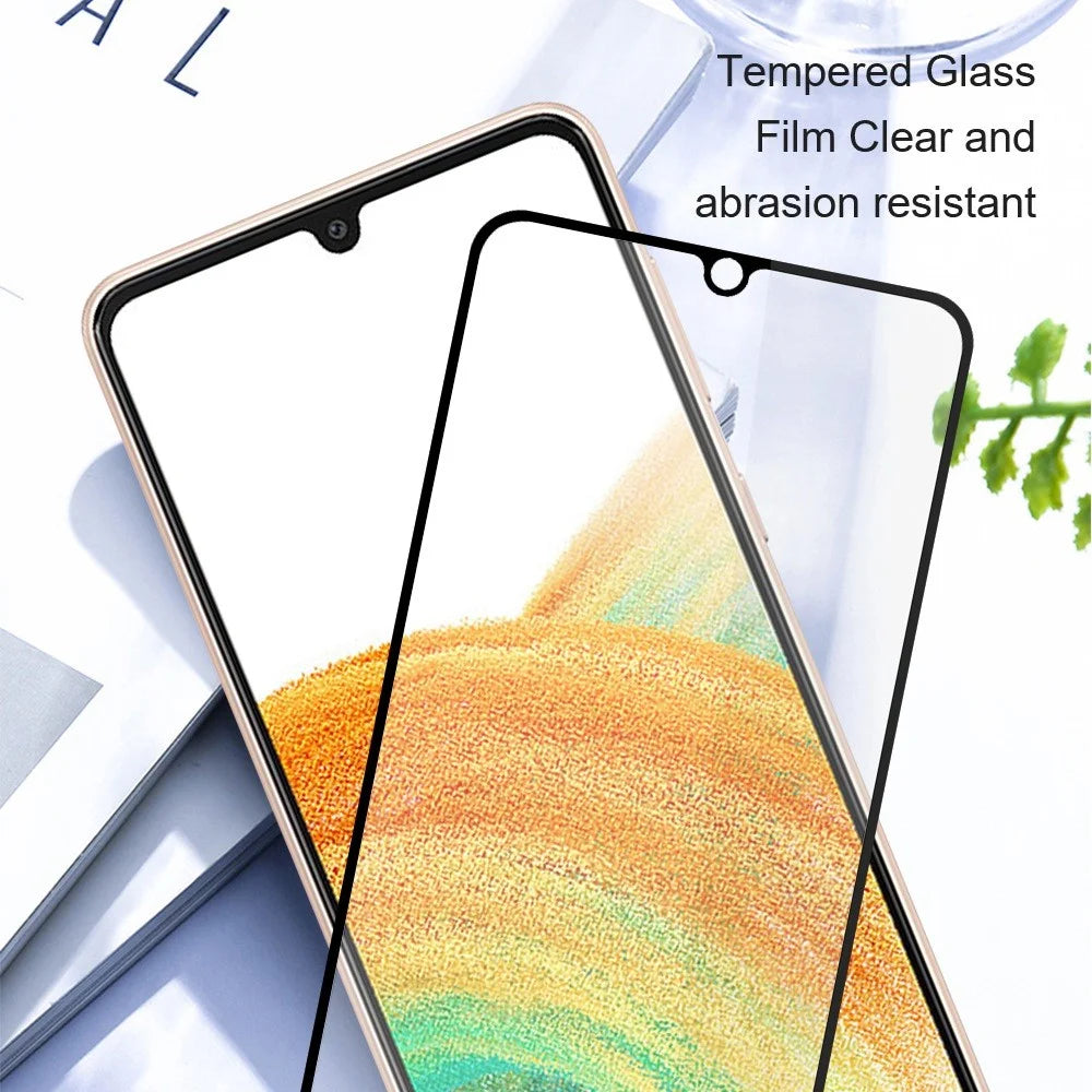 AMORUS For Samsung Galaxy F23 5G / M23 5G Tempered Glass Screen Protector Secondary Strengthening Silk Printing Full Glue Full Cover Film - Black - 5