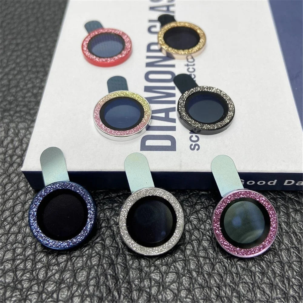 For iPhone 13 Pro Max 6.7 inch / 13 Pro 6.1 inch 3Pcs / Set Glitter Ring Design Camera Lens Protector Anti-scratch Anti-fingerprint Tempered Glass Film - Blue - 6