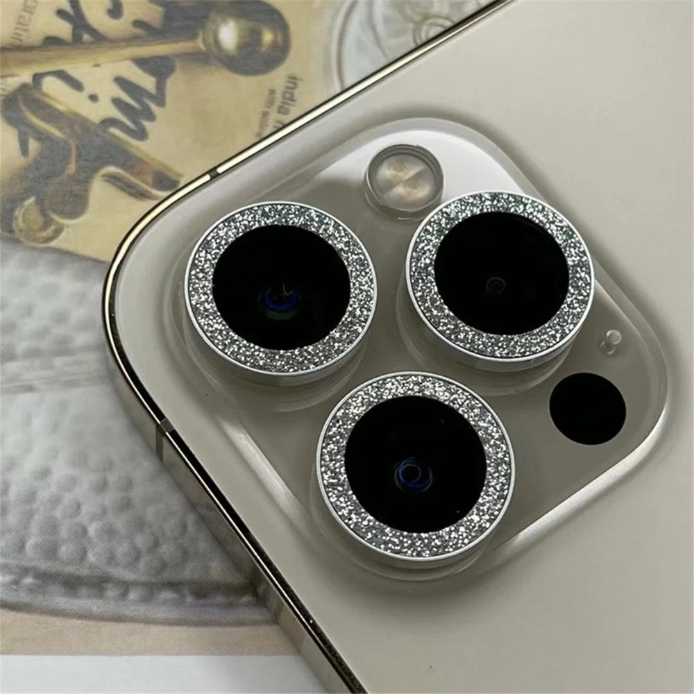 For iPhone 13 6.1 inch / 13 mini  2Pcs / Set Glitter Ring Design Anti-scratch Tempered Glass Camera Lens Protector Guard Film - Silver - 3