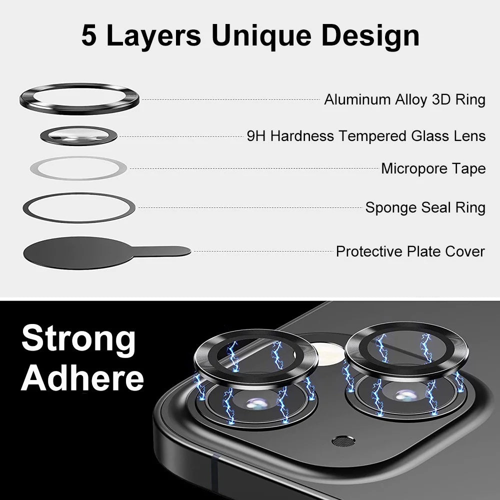 ENKAY HAT PRINCE For iPhone 14 6.1 inch / 14 Plus 1 Set Camera Lens Protector HD Anti-explosion Tempered Glass Aluminum Alloy Ring Film - Black - 2