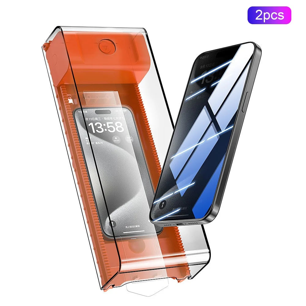 2Pcs For iPhone 15 Plus Clear Tempered Glass Full Covering Screen Protector with Auto Align Tool - 1