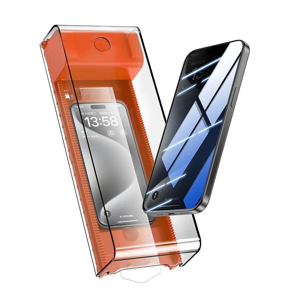 2Pcs For iPhone 14 Tempered Glass Screen Protector Crystal Clear Full Screen Film with Auto Align Tool - 7