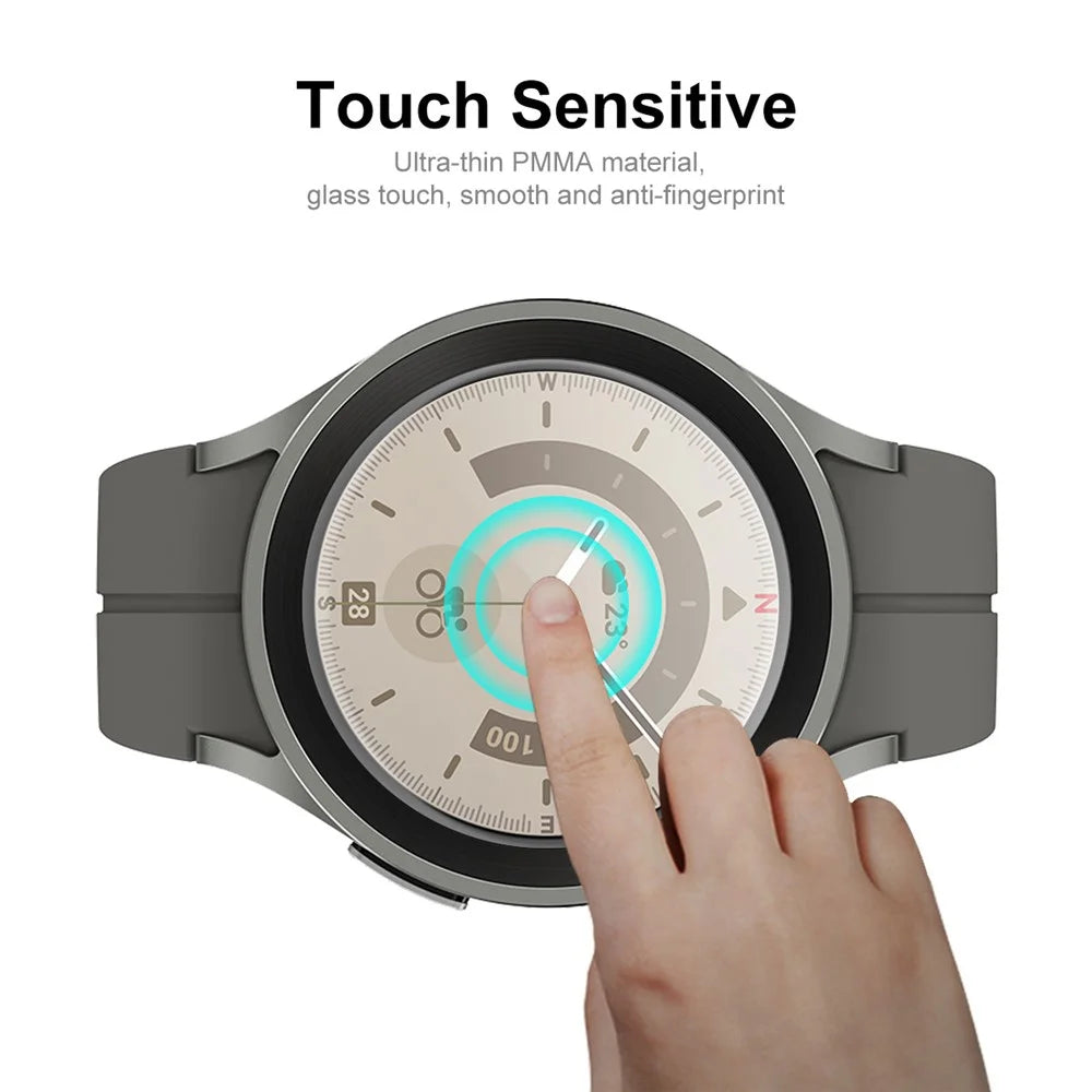 ENKAY HAT PRINCE Screen Protector for Samsung Galaxy Watch 5 Pro 45mm, Ultra Clear Full Cover 3D Curved Full Soft PC Edge + Anti-scratch PMMA Film - 4