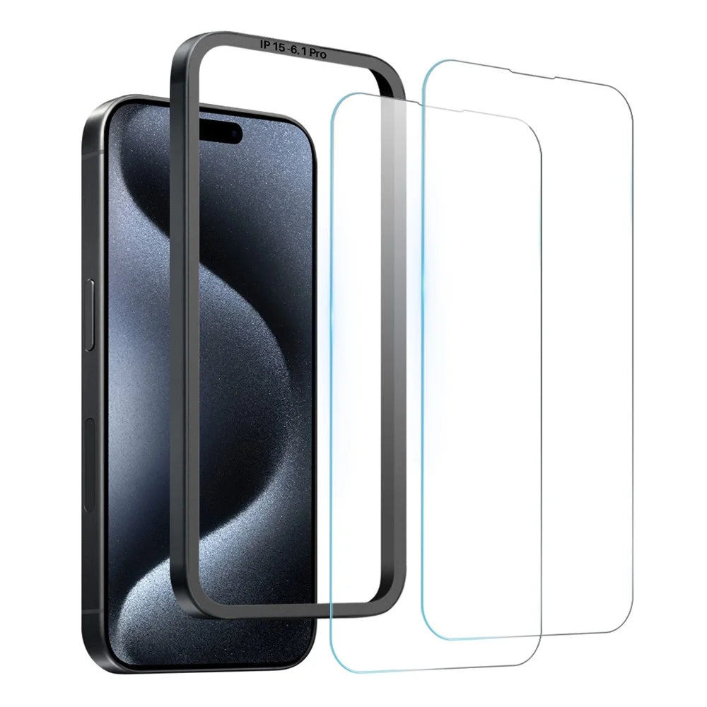 NORTHJO 2Pcs A+ For iPhone 15 Pro Screen Protector 0.3mm 2.5D Clear Tempered Glass Film with Installation Tool - 2