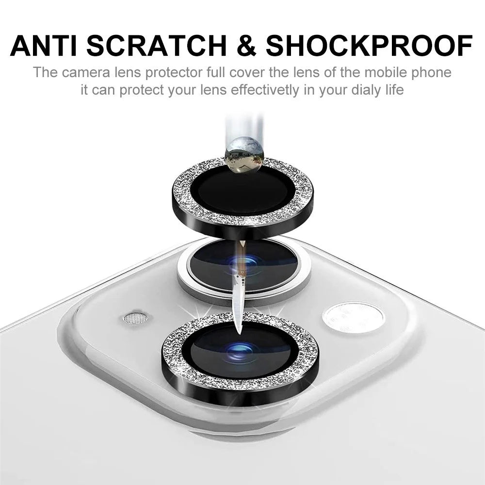 ENKAY HAT PRINCE Camera Lens Film for iPhone 14 6.1 inch / 14 Plus, 1 Set Glitter Decor Tempered Glass Aluminum Alloy Lens Protector - Baby Blue - 2