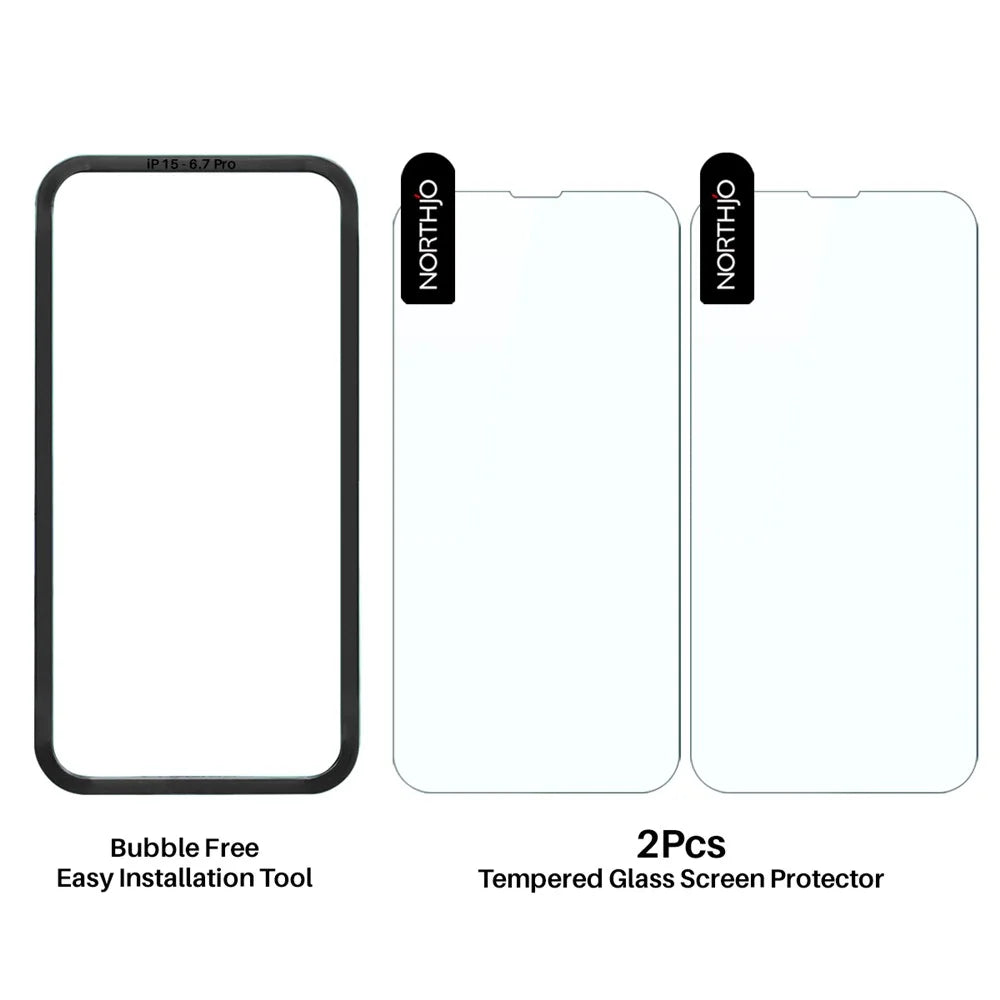 NORTHJO 2Pcs A+ For iPhone 15 Pro Max Screen Protector 2.5D Tempered Glass Film with Installation Frame - 7