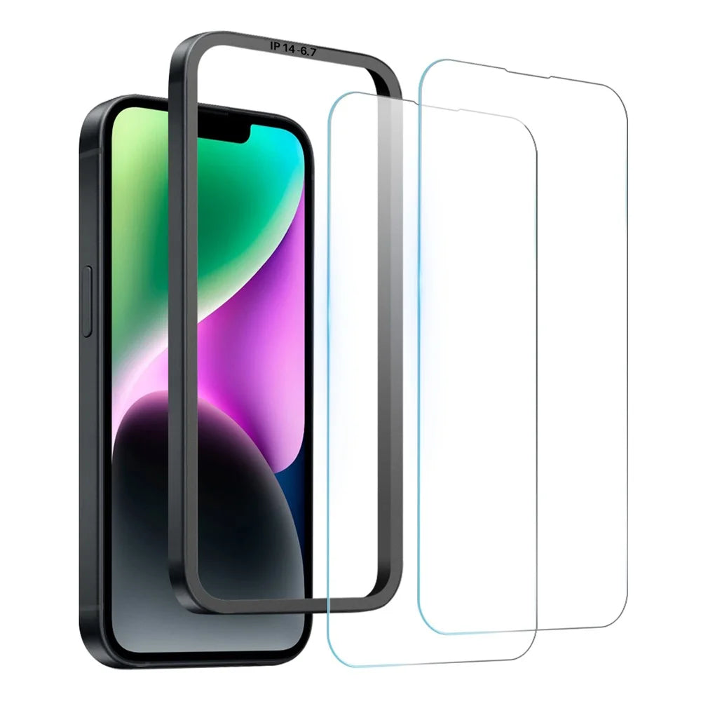 NORTHJO 2Pcs A+ For iPhone 14 Plus Tempered Glass Screen Protector 0.3mm 2.5D Clear Film with Installation Tool - 2
