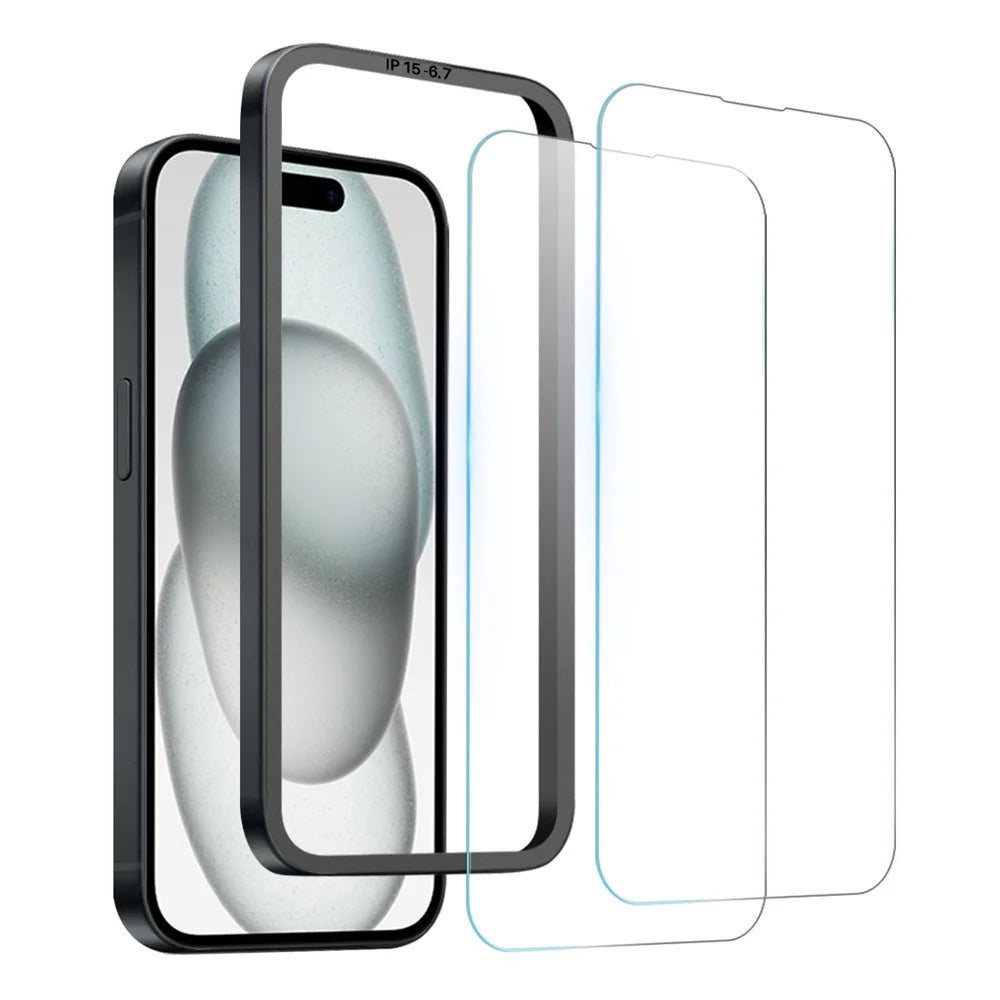 NORTHJO 2Pcs A+ For iPhone 15 Plus Screen Protector Easy Installation Tempered Glass Film - 2