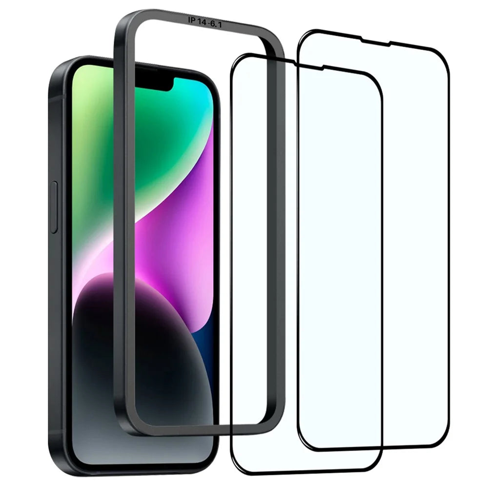 NORTHJO 2Pcs A+ For iPhone 14 Screen Protector with Installation Frame 2.5D High Aluminum-Silicon Glass - 1