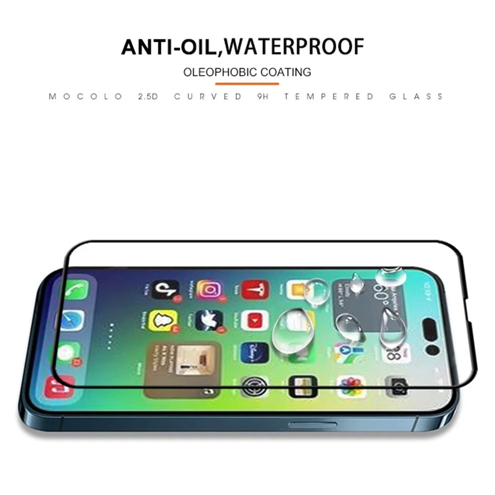 MOCOLO 25Pcs For iPhone 14 Pro Screen Protector Tempered Glass Film Case-Friendly, HD Clear - Black - 5