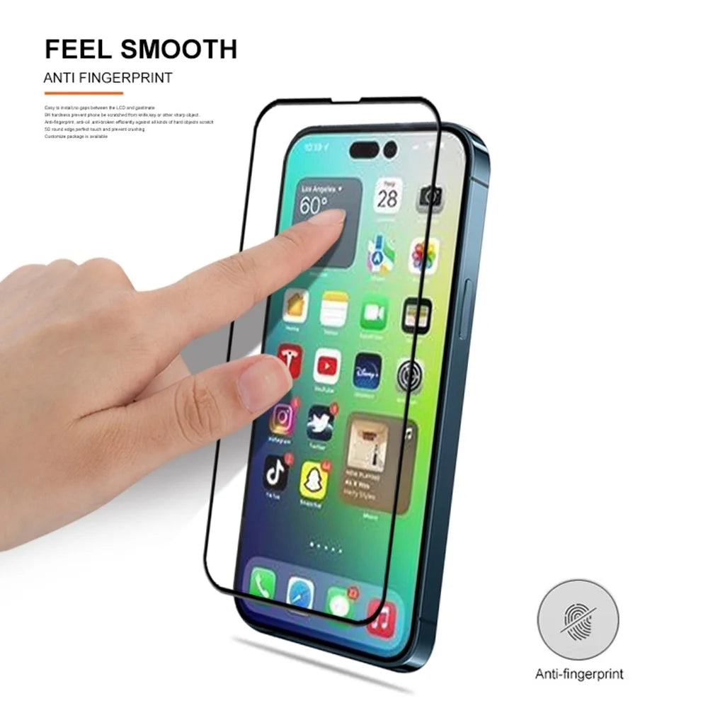 MOCOLO 25Pcs For iPhone 14 Pro Screen Protector Tempered Glass Film Case-Friendly, HD Clear - Black - 7
