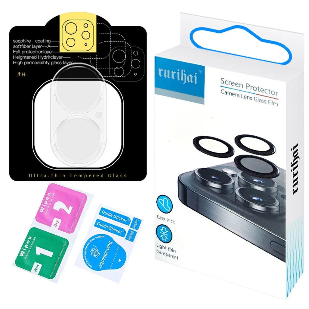 RURIHAI For iPhone 16 Plus / 16 3D Camera Lens Protector High Aluminum-Silicon Glass - 4