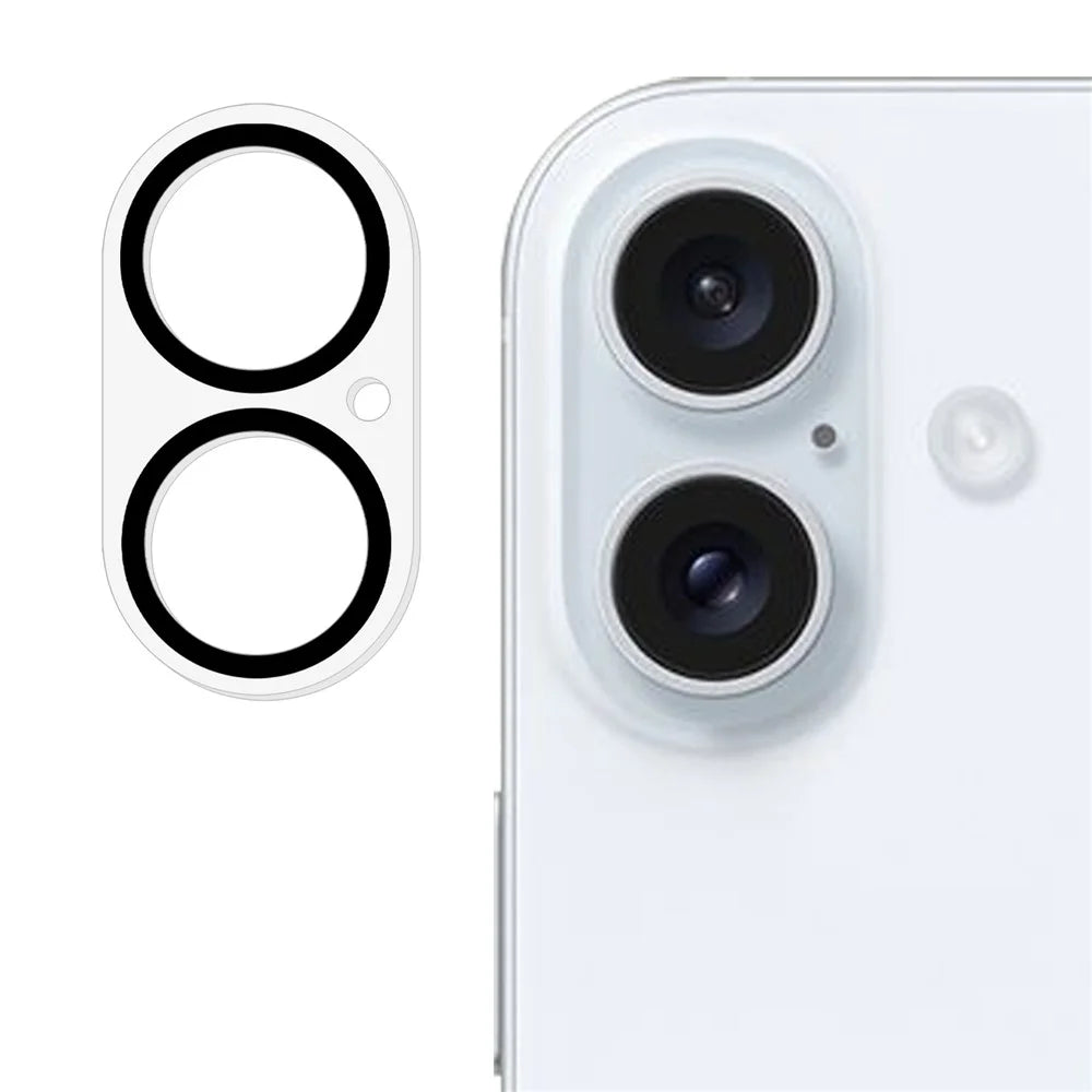 For iPhone 16 / 16 Plus Camera Lens Protector Built-In Black Circles Tempered Glass Lens Film - 1