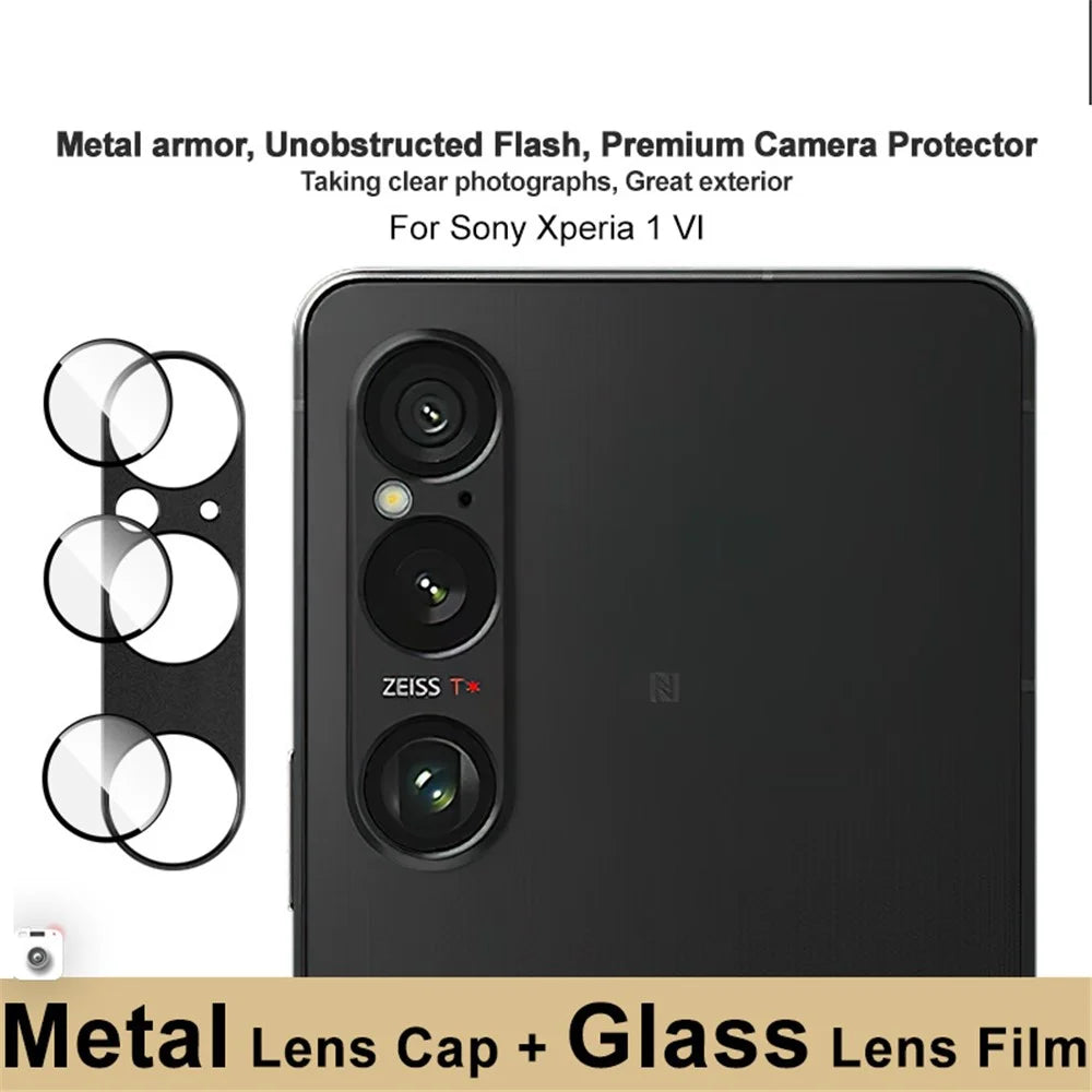 IMAK For Sony Xperia 1 VI Camera Lens Protector Metal+Tempered Glass Lens Film - Black - 3