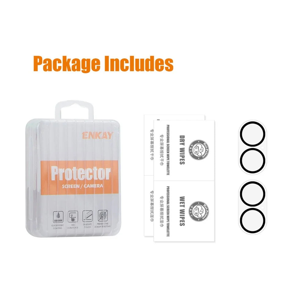 ENKAY HAT PRINCE 2Pcs For iPhone 16 / 16 Plus Camera Lens Film Black Ring Tempered Glass Lens Protector - 2