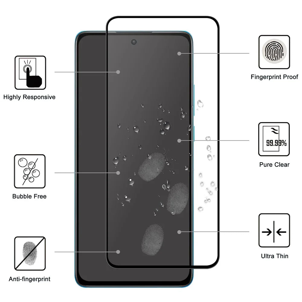 For OnePlus Nord CE4 Lite 5G AGC Tempered Glass with Black Edge Full Glue Full Coverage Screen Protector - 2