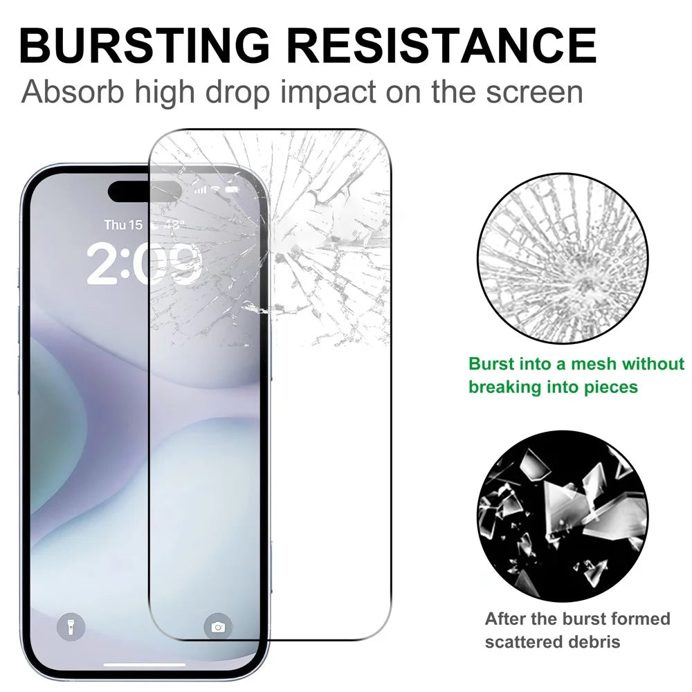 For iPhone 16 Pro Screen Protector 2.5D Arc Edge Anti-Explosion HD Tempered Glass Film - 3