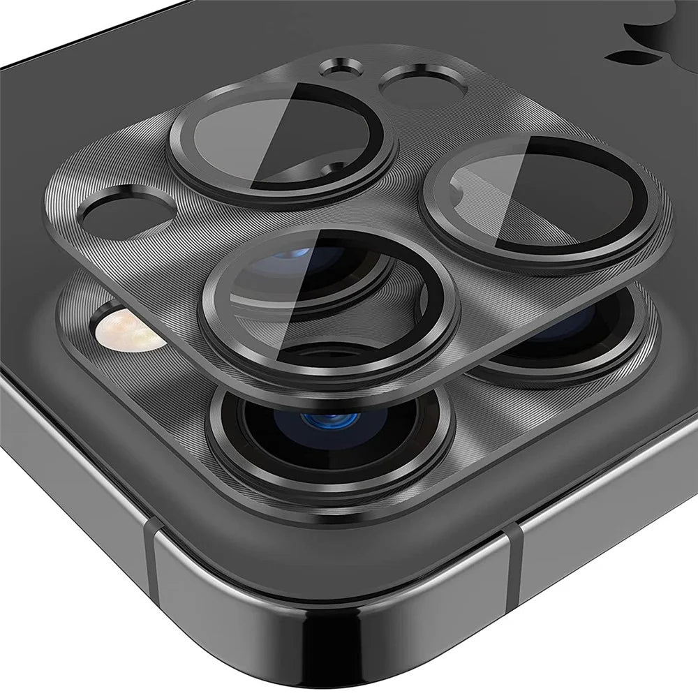 HAT PRINCE For iPhone 16 Pro / 16 Pro Max Integrated Camera Lens Protector Aluminum Alloy + Tempered Glass Lens Film - Black - 1