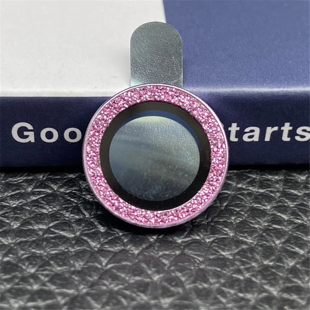 For iPhone 12 6.1 inch 2Pcs / Set Camera Lens Protector Fine Glitter Powder Design Anti-scratch Tempered Glass Lens Film - Purple - 2