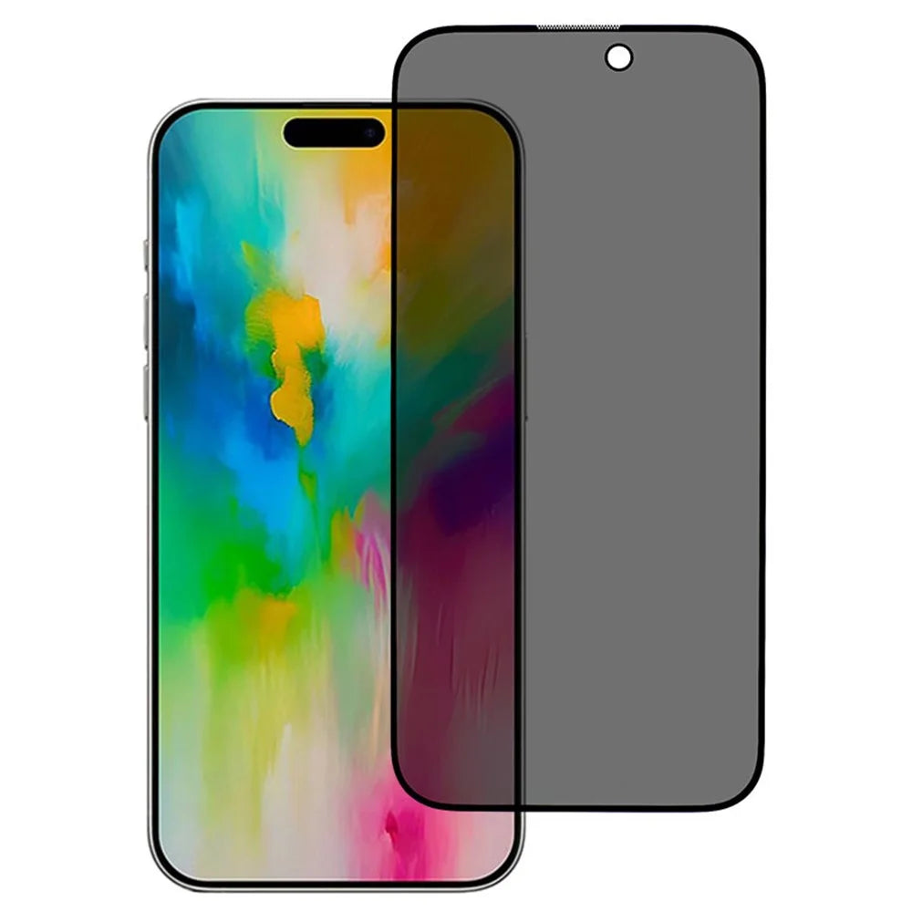 For iPhone 16 Pro Full Glue Screen Protector Anti-Spy Tempered Glass Screen Film with Anti-Dust Net - 1