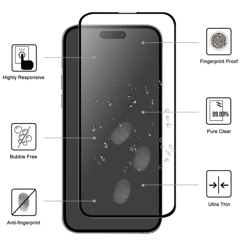 For iPhone 16 Pro Full Glue Screen Protector AGC Glass Black Edge Screen Film - 2