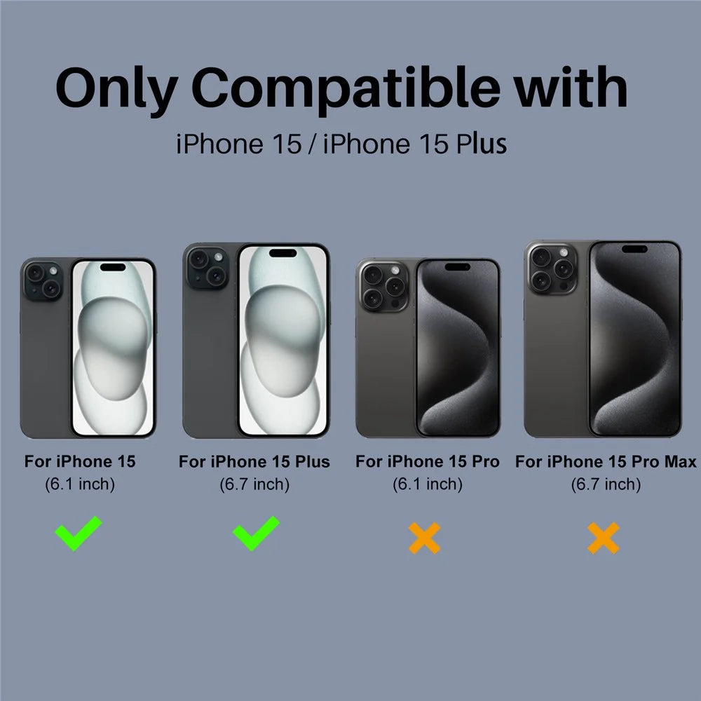 NORTHJO For iPhone 15 / 15 Plus Tempered Glass Camera Lens Protector Black Circles HD Clear 3D Full Coverage - 2