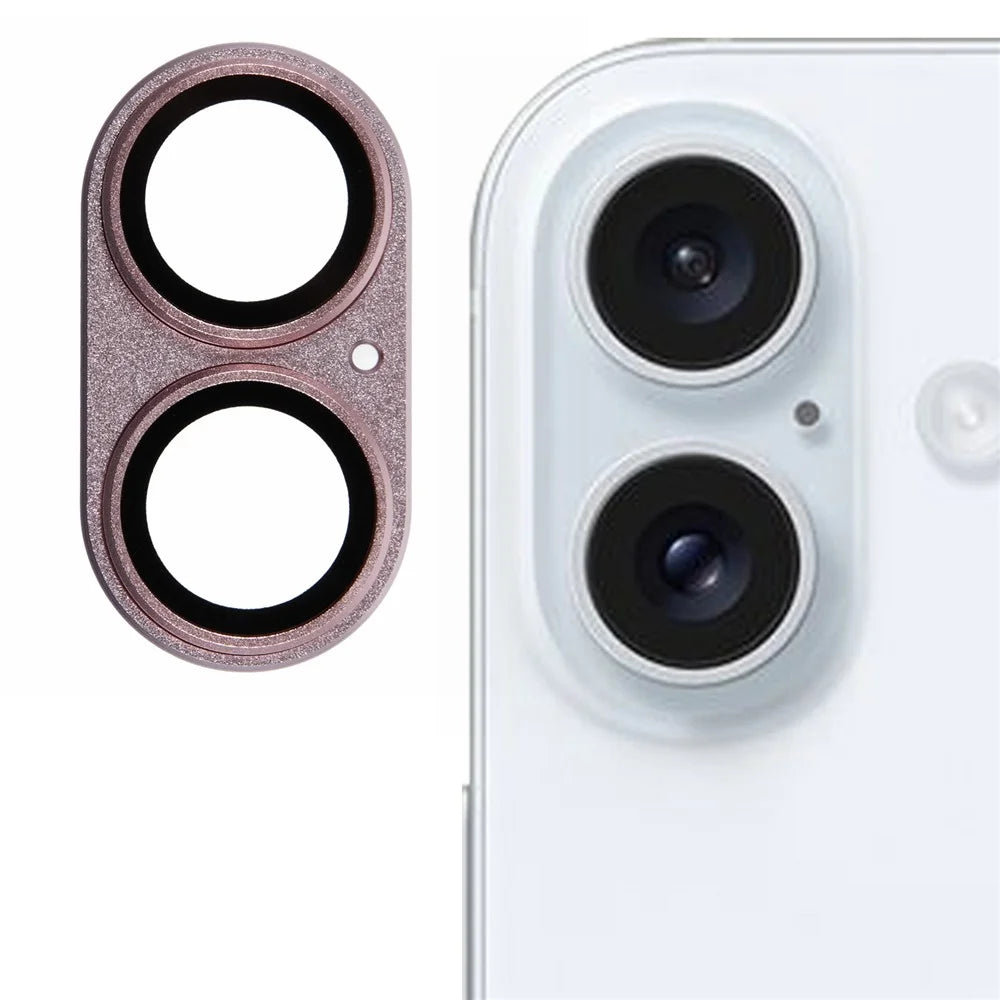 For iPhone 16 / 16 Plus Camera Lens Protector Clear Tempered Glass Lens Film - Rose Gold - 1