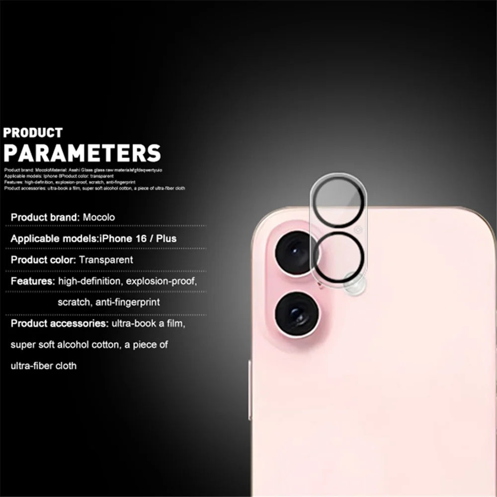 MOCOLO For iPhone 16 / 16 Plus Camera Lens Protector Silk Printing Tempered Glass Lens Film Night Circle Design - 5