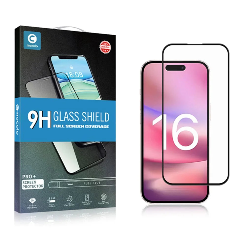 MOCOLO For iPhone 16 Full Screen Protector Black Edge Tempered Glass Film - Black - 7