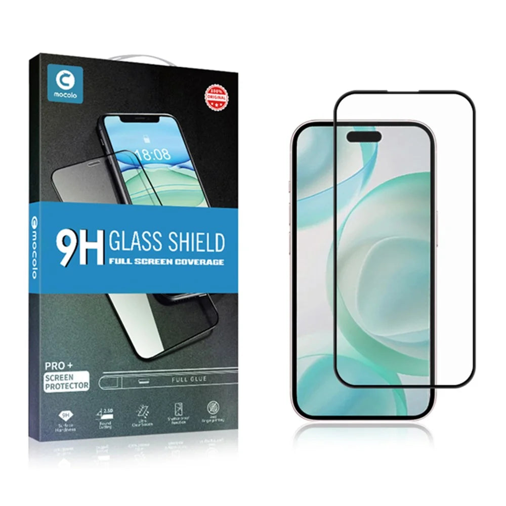 MOCOLO For iPhone 16 Pro Screen Protector Anti-Shatter Silk Printing Tempered Glass Film - Black - 7