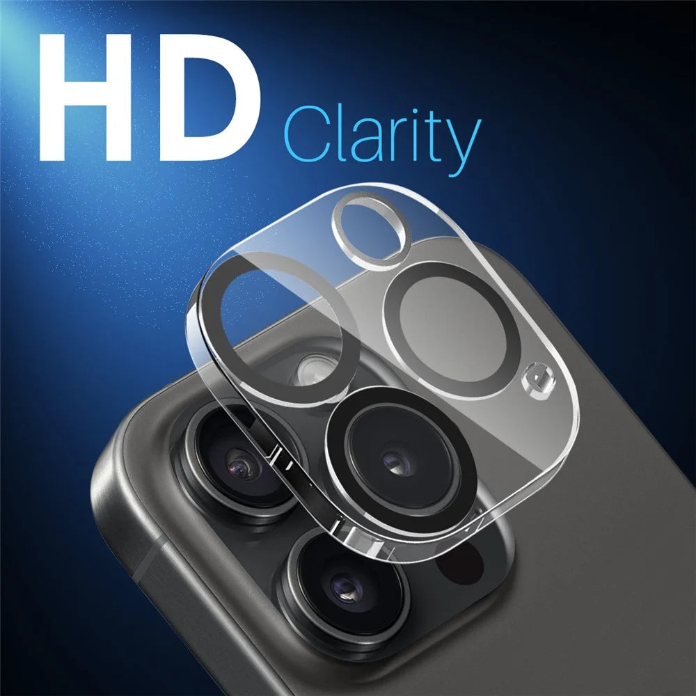 NORTHJO 2Pcs For iPhone 15 Pro  /  15 Pro Max Clear Camera Lens Protector Black Circles 3D Tempered Glass Lens Film - 3