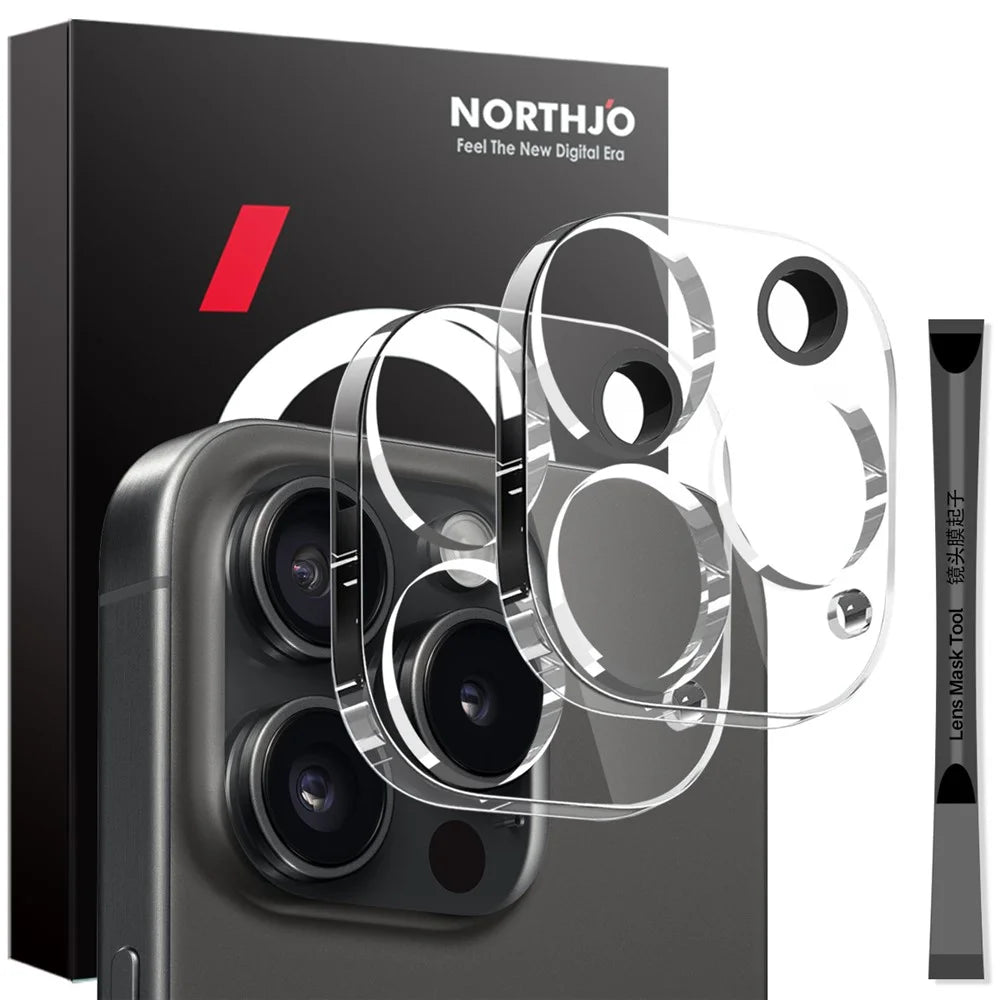 NORTHJO 2Pcs For iPhone 16 Pro  /  16 Pro Max Camera Lens Protector Clear 3D Integrated Clear Tempered Glass Lens Film - 1