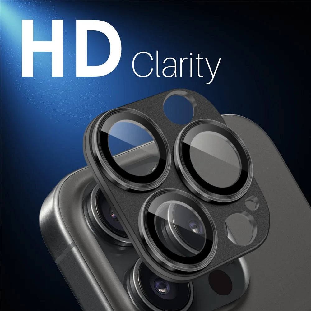 NORTHJO For iPhone 16 Pro / 16 Pro Max Camera Lens Protector Integrated Matte Metal + Tempered Glass Lens Film - Black - 3