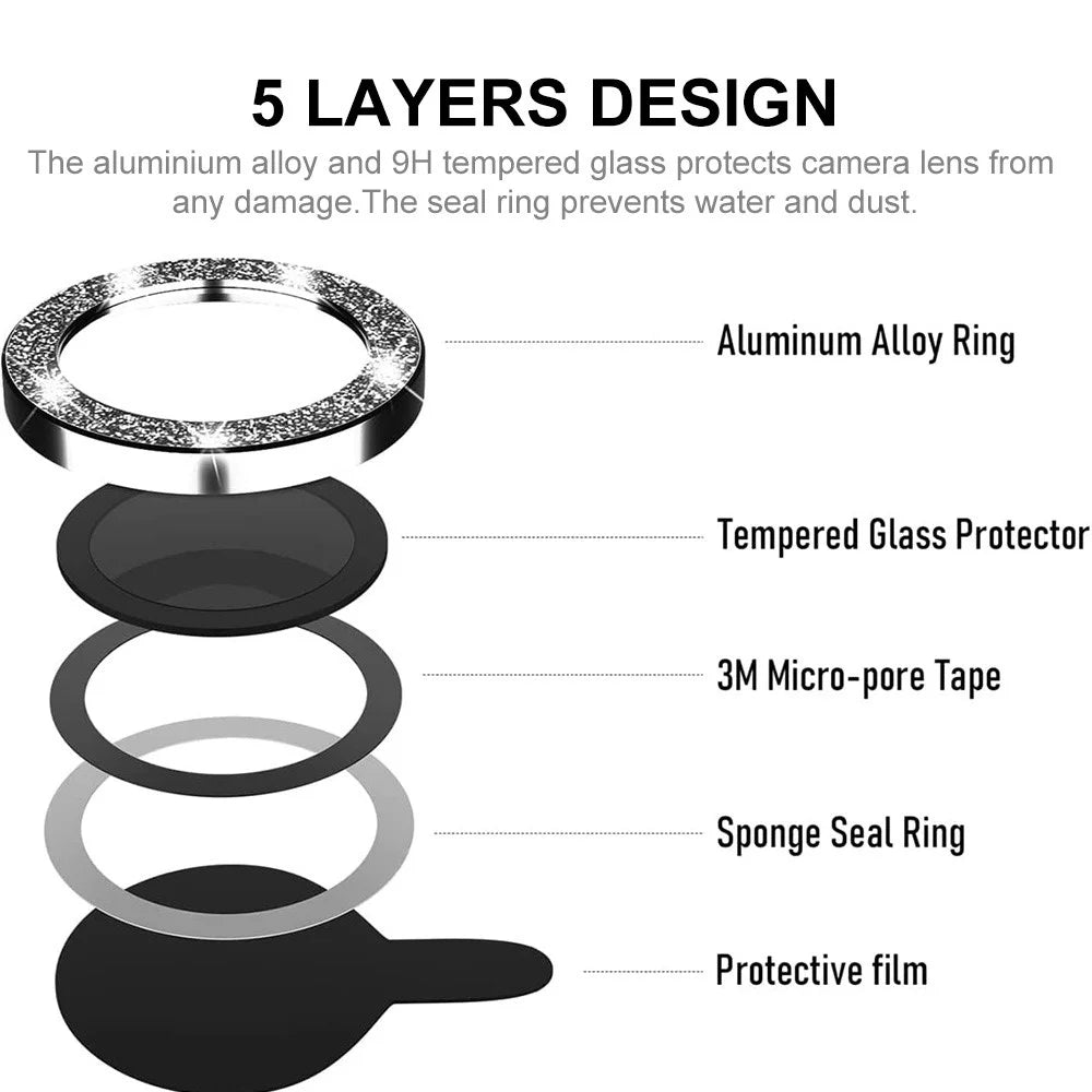 ENKAY HAT PRINCE 1Set For iPhone 16 / 16 Plus Camera Lens Film Glitter Metal Ring Lens Protector - Baby Blue - 2