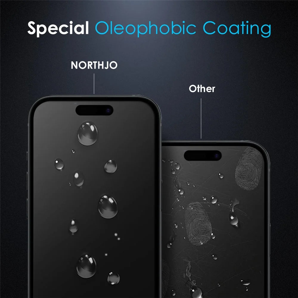 NORTHJO A+ For iPhone 16 HD Screen Protector 2.5D Arc 28 Degree Anti-Spy 0.3mm Tempered Glass Film - 4