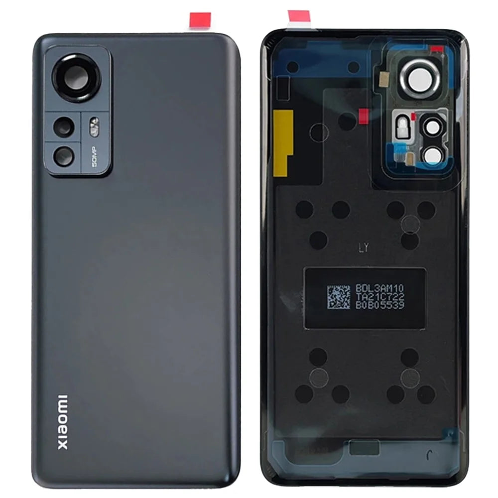For Xiaomi 12 5G  /  12X 5G Back Battery Housing Cover with Camera Ring Lens Cover Spare Part - Black - 1